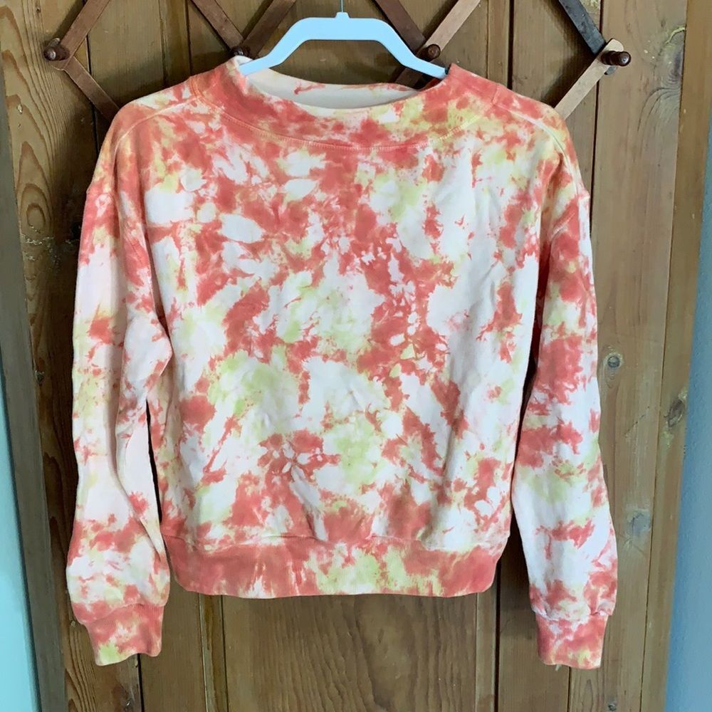 Pilcro Elayne pink tie dye crew neck sweatshirt